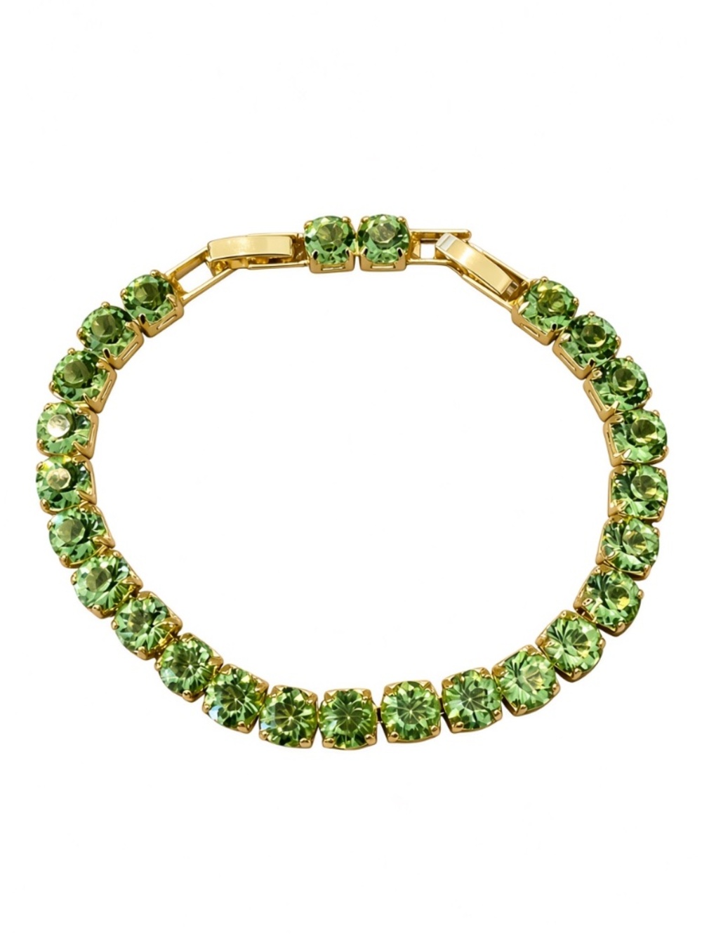 Peridot Green Crystal & Gold-Tone Tennis Bracelet